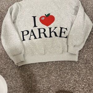 Gray Crew Neck Sweater with Heart Design